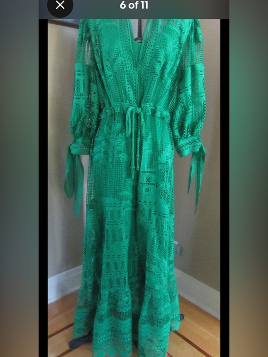 House of Harlow 1960 Green Crochet Embroidered Long Sleeve Maxi Dress Sz S NWOT - Picture 8 of 11